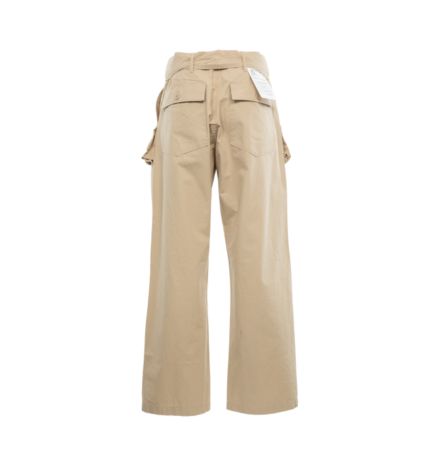 Image 2 of 3 - NEUTRAL - R13 Belted Utility Pant crafted of Japanese ripstop khaki featuring exaggerated pockets and built-in belt.  100% cotton.  