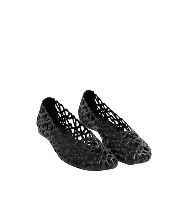 Image 2 of 4 - BLACK - Loewe Womens Anagram Ballerina Flats are crafted from lambskin. Features a molded high-frequency construction with an allover Anagram pattern, petal toe shape, tonal lambskin lining, embossed LOEWE at the insole and outsole, rubber island outsole, and back counter tab for added support. Main Material: Lambskin. Made in Italy. 