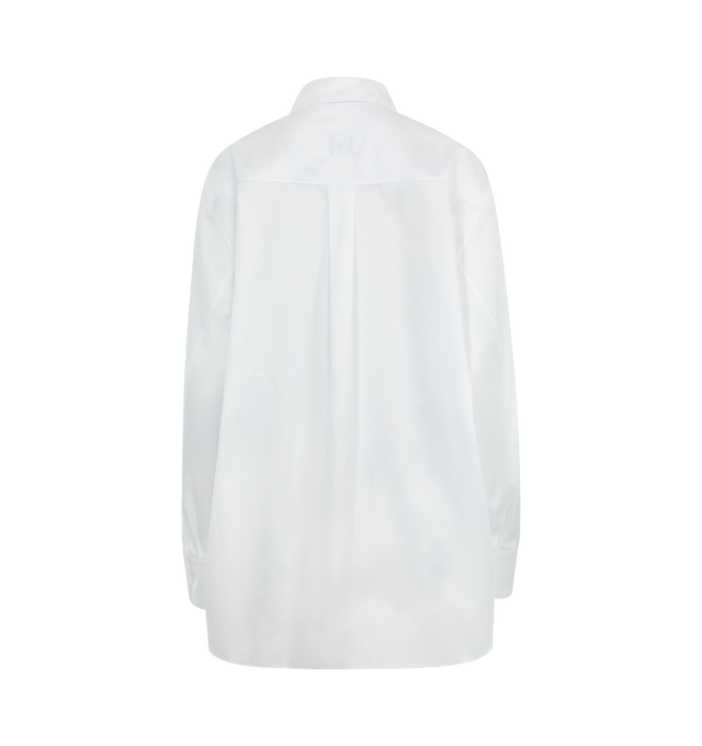 Image 2 of 2 - WHITE - MAGDA BUTRYM Oversized Cotton Shirt classic button down blouse crafted from white cotton with an oversized fit, featuring a tonal Magda Butrym embossed logo at the nape of the neck. 100% cotton. 