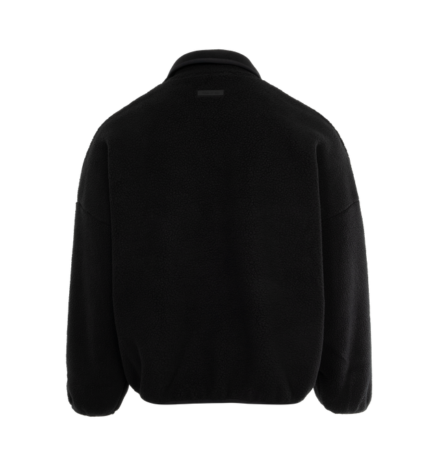 Image 2 of 2 - BLACK - FEAR OF GOD ESSENTIALS Seal Polar Fleece Half Zip Sweatshirt featuring relaxed fit, a mock neckline, long sleeves, a half-zip front closure, dropped shoulders, a polar fleece construction and a rubber brand label at the upper back and wrist cuff. 100% polyester. 