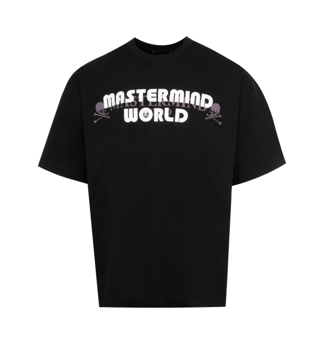 Image 1 of 2 - BLACK - MASTERMIND JAPAN Logo T-Shirt featuring logo print to the front, graphic print on back, crew neck, short sleeves and straight hem. 100% cotton.  