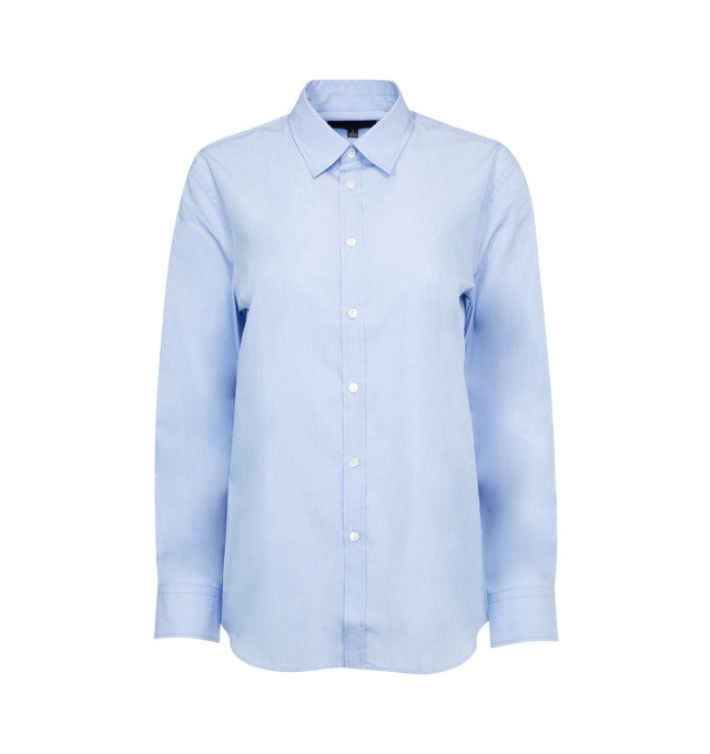 BLUE - NILI LOTAN RAPHAEL CLASSIC SHIRT featuring classic fit, button up cloure, front placket and standard cuff and sleeve plackets. 100% cotton. Made in USA.
