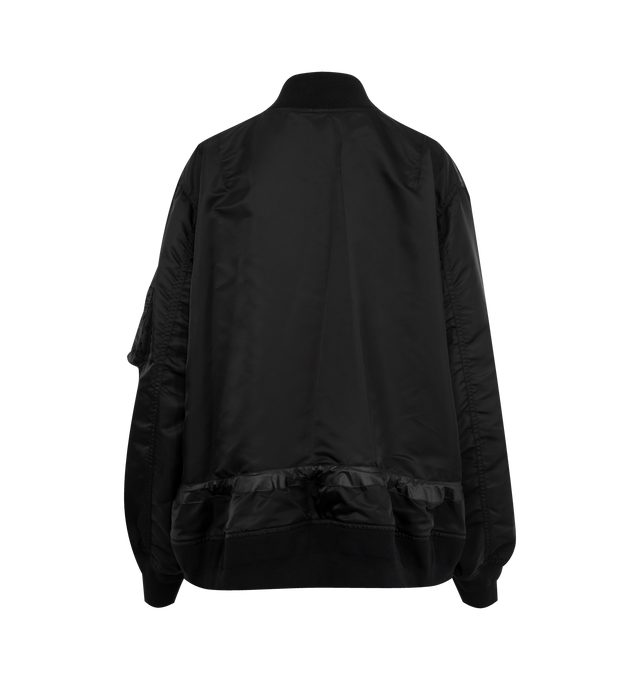 Image 2 of 3 - BLACK - SACAI Nylon Twill Blouson featuring stand collar, bomber jacket, ribbed trim, zipper front closure and front pockets. 100% nylon. 