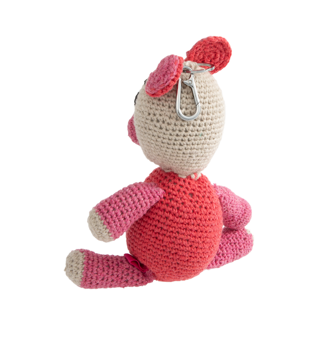 Image 2 of 2 - PINK - THE ELDER STATESMAN Crochet Teddy Bear Keychain Charm featuring 100% cashmere shell with cotton fill. 