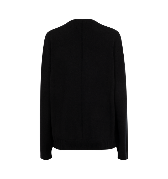 Image 2 of 2 - BLACK - THE ROW Jayad Sweater featuring classic crewneck, finely knit cashmere, straight fit, ribbed neckline, cuffs, and hem, and signature center back detail. 100% cashmere. Made in Italy. 