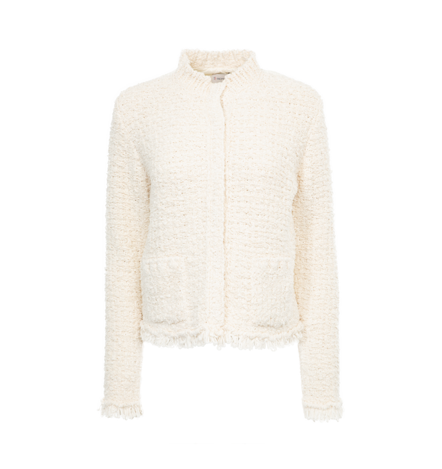 WHITE - MONCLER Padded Cardigan featuring nylon lger lining, down-filled nylon lger back, cable knit front, sleeves and back, Gauge 3, snap button closure and patch pockets. 70% cotton, 28% polyamide/nylon, 1% metallized fiber, 1% viscose/rayon. Padding: 90% down, 10% feather.