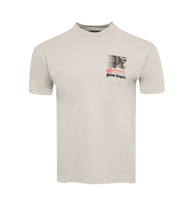 Image 1 of 2 - GREY - Palm Angels and MoneyGram Haas F1 Team have collaborated to create a capsule of sportswear staples to commemorate the Monza 2023 racing weekend. From the lineup, this cotton T-shirt is emblazoned with a racing graphic at the back complete with a slogan print and the label's logo. Cotton 100%. Made in Italy. 