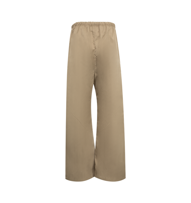 Image 2 of 3 - NEUTRAL - Fear of God Essentials Textured Nylon Utility Pants in a relaxed, baggy fit with wide leg openings. Featuring side seam pockets, textured nylon fabrication, mesh lining, adjustable drawstring waistband and rubber brand label. 