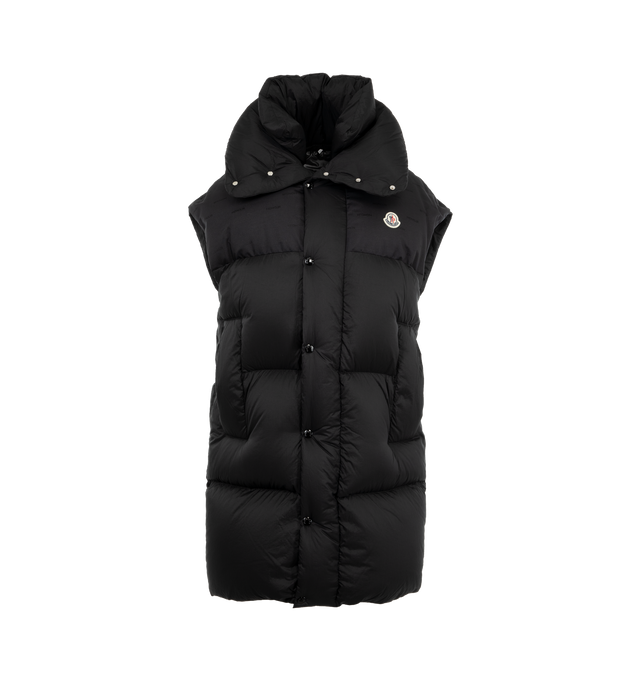 Image 2 of 4 - BLACK - MONCLER GRENOBLE Verone 2 Jacket featuring down-filled, double collar, flap with snap button closure, side welt pockets and snap button cuffs. 100% polyamide/nylon. Padding: 90% down, 10% feather. 