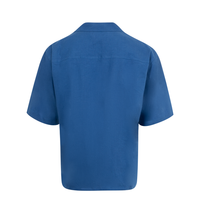 Image 2 of 2 - BLUE - MARNI Logo Shirt featuring open spread collar, button closure and logo embroidered. 100% cotton. Made in Romania.  