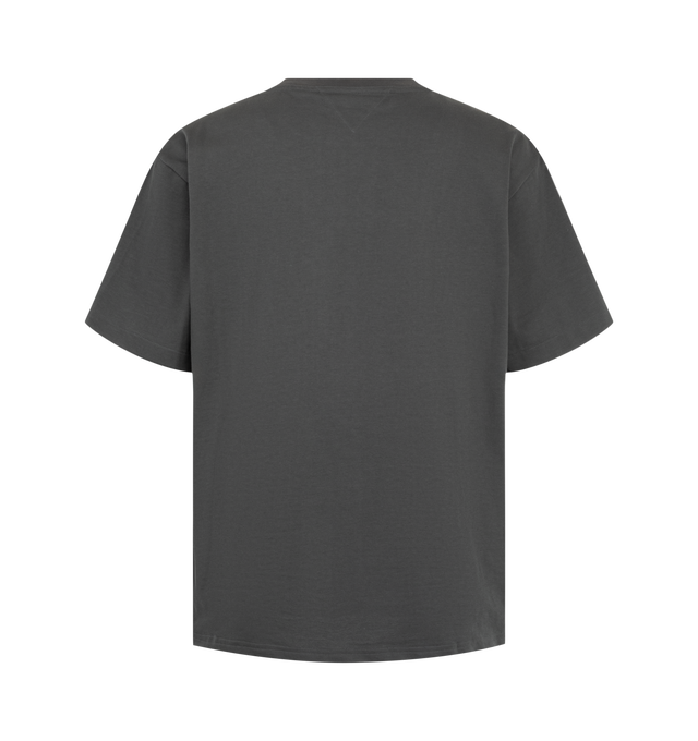 Image 2 of 2 - GREY - Bottega Veneta Pima Cotton Jersey T-Shirt featuring patch pocket with intrecciato leather detail, short sleeves and crew neck. 100% cotton. Made in Italy.  