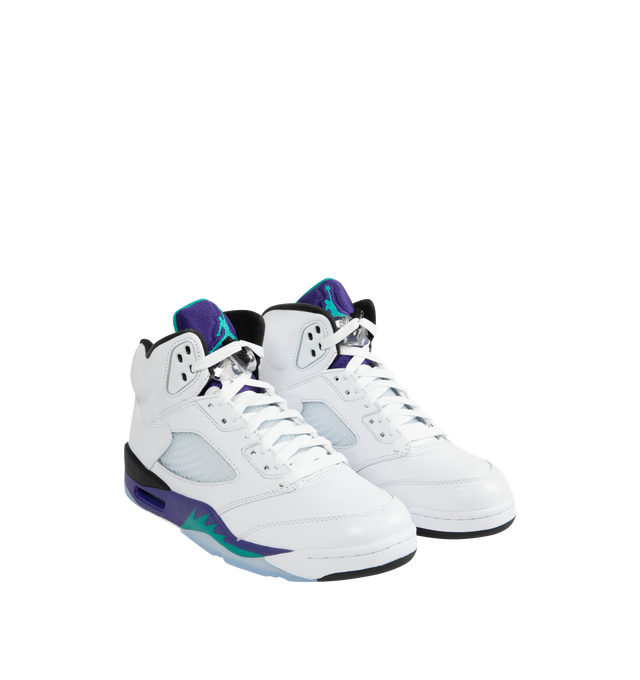 Image 2 of 5 - WHITE - JORDAN Air Jordan 5 Retro Sneaker featuring real and synthetic leather mix with textiles, Nike Air technology, foam midsole and rubber in the outsole. 