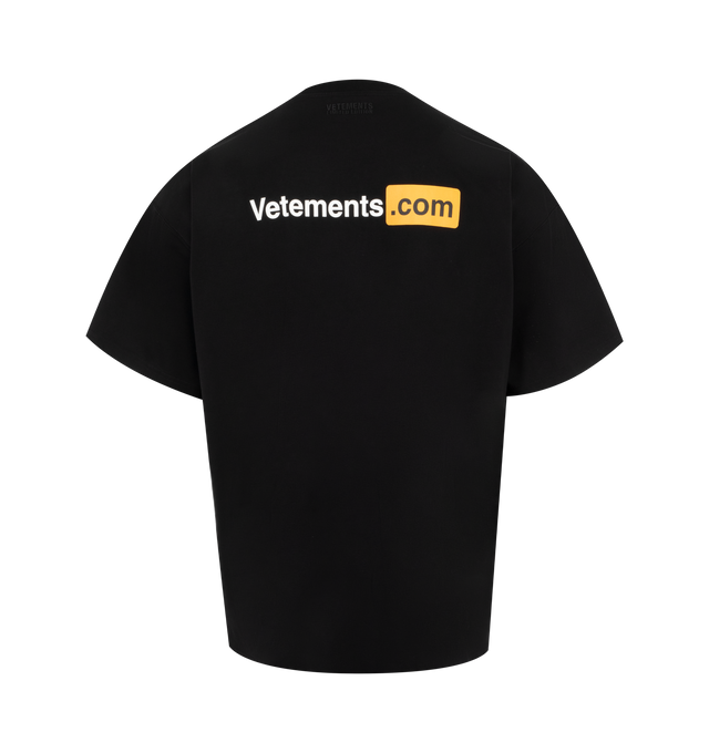 Image 2 of 2 - BLACK - Vetements Vetements.com T-Shirt has a crew neck, a printed logo at the front and back, and a logo at the collar. 100% cotton.  