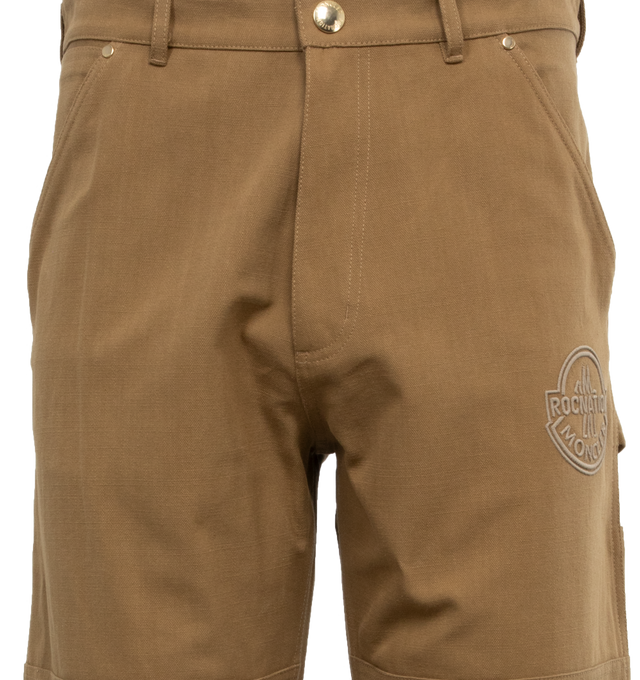 Image 4 of 4 - BROWN - MONCLER GENIUS MONCLER X ROC NATION BY JAY-Z TROUSERS are a cargo pant style with a snap closure and side slit pockets. Fits true to size. 100% cotton. 