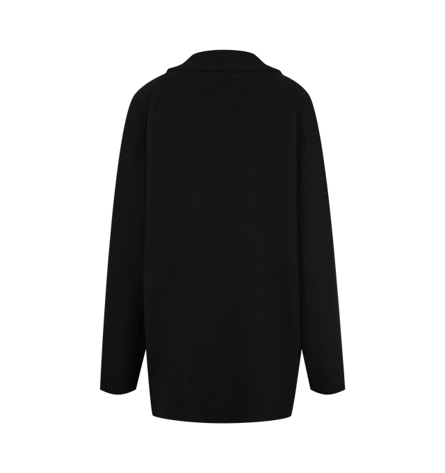 Image 2 of 2 - BLACK - The Row Women's Parry Cardigan is crafted from luxurious cashmere and features a seamless oversized silhouette with a draped shawl collar, and open front. This designer cashmere cardigan coat combines exceptional Italian craftsmanship with effortless elegance, offering unparalleled softness and warmth in a timeless layering piece. Main Material: 100% Cashmere. Made in Italy. 