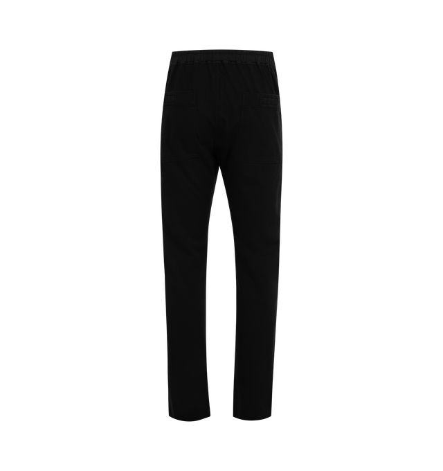 Image 2 of 2 - BLACK - RICK OWENS DRKSHDW Porterville Berlin Drawstring Pant in black compact cotton jersey, brushed for a soft hand-feel and garment dyed. Full-length with elastic waistband with drawstring and stitched fly. Featuring side front pockets, back patch pockets with flaps and top-stitching and small slits in the outer ankle seam. 100% COTTON. 