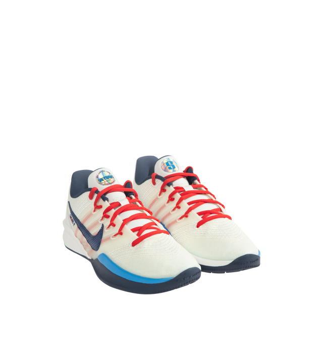 Image 2 of 5 - MULTI - Nike Womens Sabrina 3 Basketball Shoes feature a lightweight engineered upper with integrated support cables. This special design honors the WNBAs 30th anniversary, blending the leagues debut colors to salute the day ones who sparked hope in young hoopers like Sabrina. Designed with a lace-up closure, forefoot Air Zoom unit, dual-density Cushlon 3.0 foam midsole, glove-like fit, multidirectional traction pattern, and durable rubber outsole. Upper: Engineered Textile; Cushioning: Air Z 