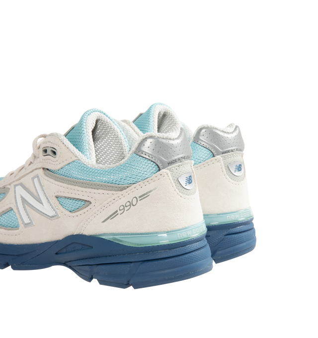 Image 3 of 5 - BLUE - NEW BALANCE Made in USA 990v4 Sneaker featuring ABZORB cushioning at heel and forefoot, combination ENCAP and C-CAP midsole, reflective accents, mesh upper, suede and synthetic overlays and NDurance rubber outsole. 