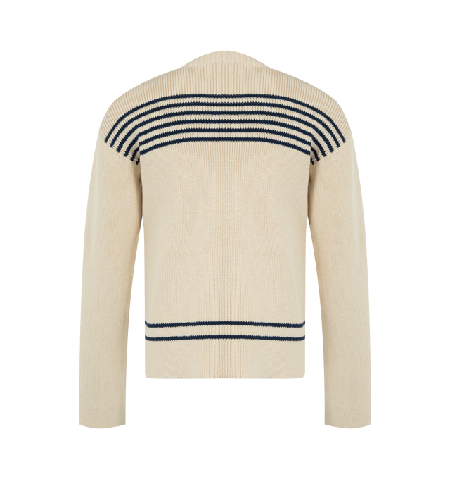 Image 2 of 2 - NEUTRAL - BALENCIAGA Mariniere Boatneck Sweater featuring long sleeves, relaxed fit, boatneck, stripes on front and back and logo on front.  