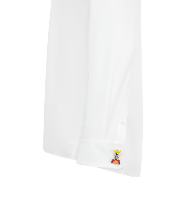 Image 3 of 3 - WHITE - LOEWE Embellished Shirt in lightweight cotton poplin featuring French cuffs with Acrobat cufflinks, regular fit, regular length, classic collar with dropped neckline, button front fastening, inverted box pleat at the back and anagram embroidery placed at the front. Cotton. Made in Italy. 