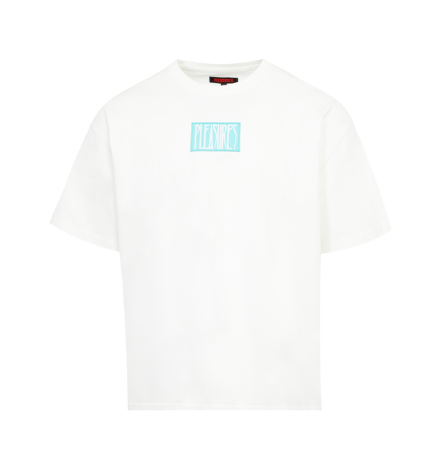 WHITE - PLEASURES Appreciation Heavyweight T-Shirt featuring logo on front, graphic on back, heavyweight cotton, crewneck and short sleeves. 100% cotton.