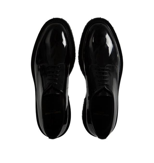 Image 4 of 4 - BLACK - SAINT LAURENT Army Derby Shoes featuring rounded toe, chunky ridged sole and rubber sole. 100% calfskin leather. Made in Italy. 