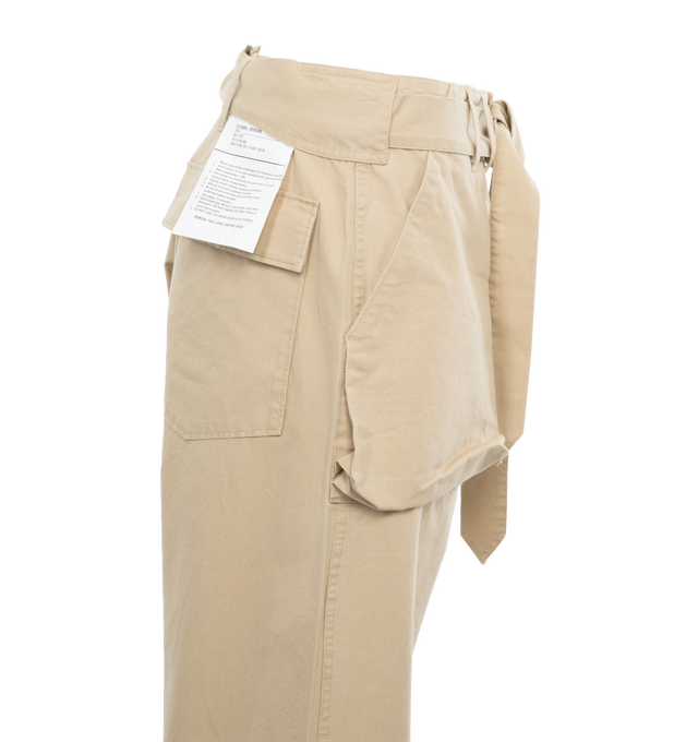 Image 3 of 3 - NEUTRAL - R13 Belted Utility Pant crafted of Japanese ripstop khaki featuring exaggerated pockets and built-in belt.  100% cotton.  
