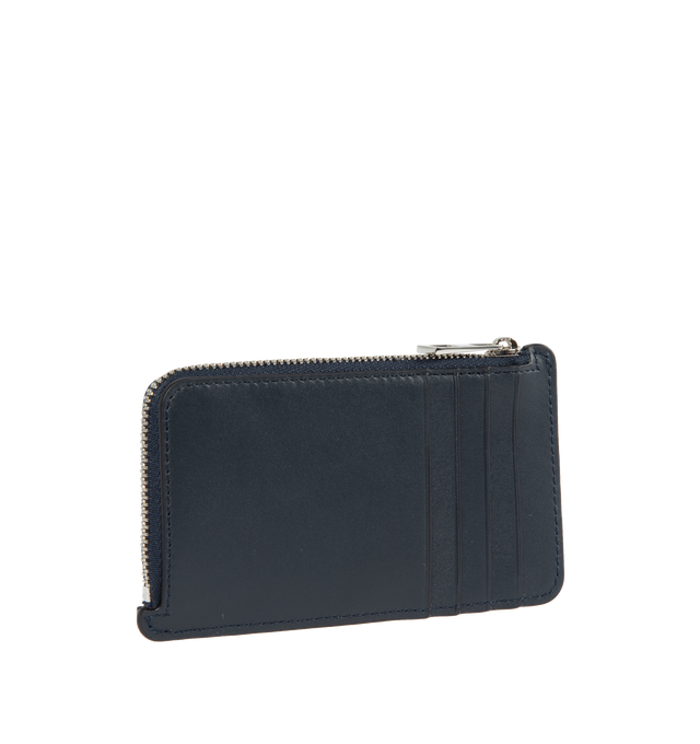 Image 2 of 3 - NAVY - LOEWE Coin Cardholder featuring debossed LOEWE Anagram patch, four card slots, zip coin compartment and calfskin lining.  3 x 5.1 x 0.4. Satin calf. Made in Spain. 