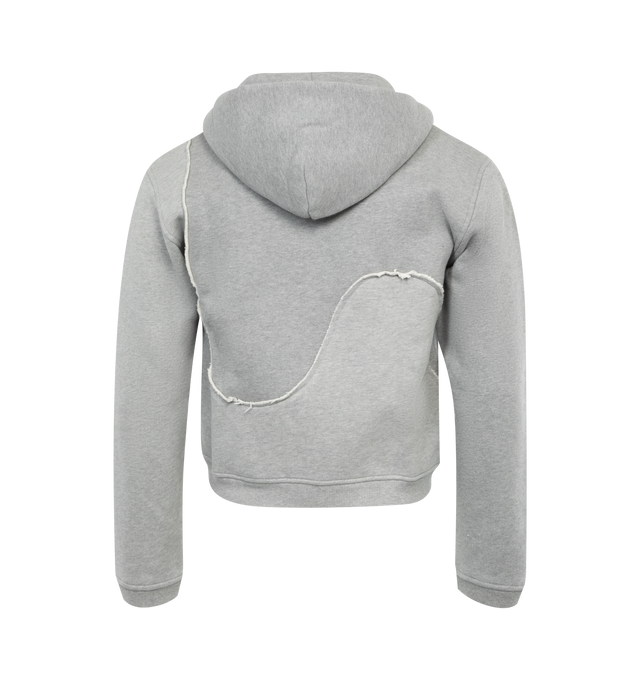 Image 2 of 2 - GREY - ERL Swirl Hoodie featuring french terry, raw edge throughout, paneled construction, zip closure, rib knit hem and cuffs and dropped shoulders. 100% cotton. Made in Turkey. 