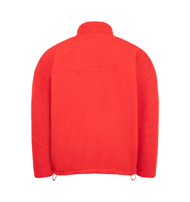 Image 2 of 3 - RED - The Willy Reversible Fleece is cut in an oversized silhouette with a stand collar and adjustable hem for a relaxed, customizable fit. Designed to be worn two ways, the reversible construction features a plush fleece exterior and smooth nylon interior, with branded zip pockets on both sides. 