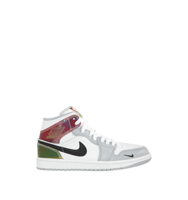 Image 1 of 5 - GREY - Men's Air Jordan 1 Mid SE Sneaker featuring full-court style, Air-Sole unit, padded collar, premium leather and synthetic upper and rubber outsole. 
