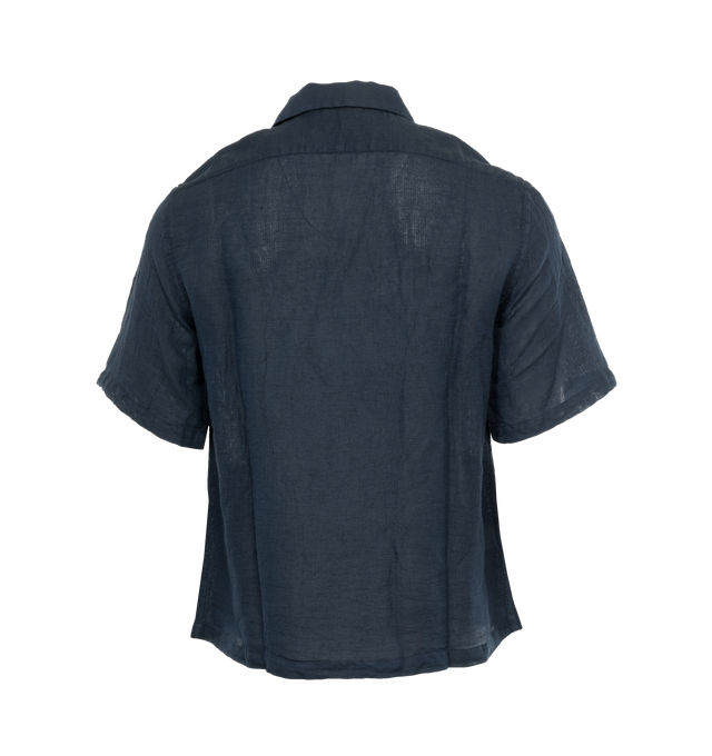 Image 2 of 3 - BLUE - BARENA VENEZIA Barber vintage retro overshirt in an oversize fit, regular length with short sleeves and 3 patch pockets crafted from pure 100% cotton popeline. 