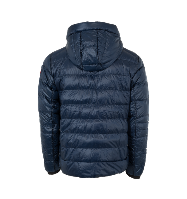 Image 2 of 3 - NAVY - CANADA GOOSE Crofton Quilted Zip Hoodie featuring hooded neckline, two-way zip front, side zip pockets and tonal logo patch at left arm. Recycled nylon. Fill, Hutterite white duck down 750 fill power. Made in Canada. 