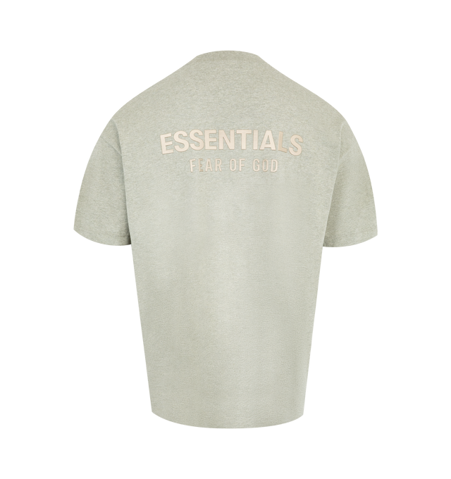 Image 2 of 2 - GREY - FEAR OF GOD ESSENTIALS Classic Tee is made from medium-weight 100% cotton jersey featuring rib-knit crewneck, classic fit with signature Fear of God relaxed proportions, branding includes a Fear of God Essentials translucent rubberized label at the center front and a new "Essentials Fear of God" beveled metallic logo across the back. 100% cotton. 