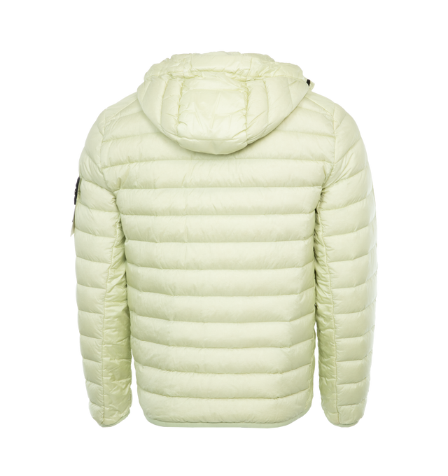Image 2 of 3 - WHITE - STONE ISLAND Packable Jacket featuring zipper closure on front, fixed hood, zipper pockets on sides, Stone Island Compass logo on left sleeve and down-filled. 100% polyamide. Filling: 90% down, 10% feather (Goose). 
