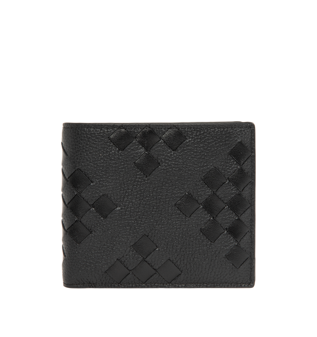 Image 1 of 3 - BLACK - Bottega Veneta Men's Intrecciato Bi-Fold Wallet is crafted from grained and smooth calfskin leather and features the house's signature Intrecciato weave with an intricate geometric pattern. Designed for everyday functionality, this designer leather wallet includes eight card slots, two bill compartments, and two additional interior pockets. Main Material: Calfskin Leather. Lining: Calfskin Leather. Made in Italy. 