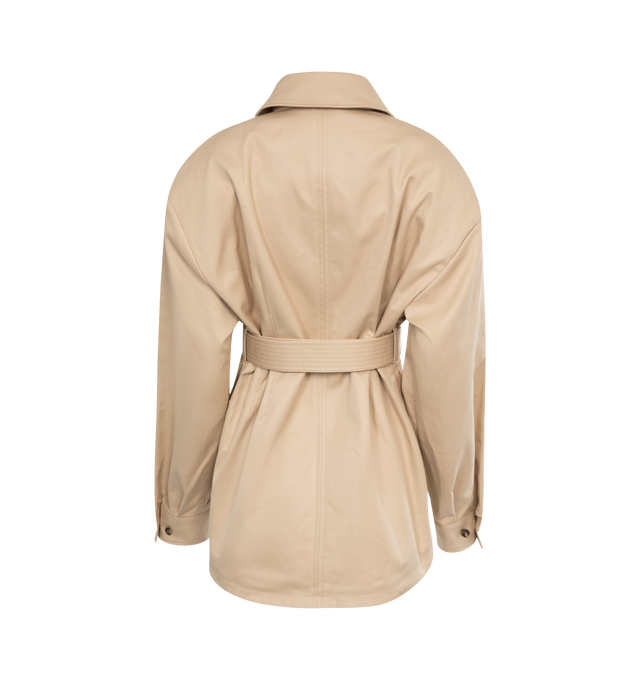 Image 2 of 3 - NEUTRAL - WARDROBE.NYC signature Parka reimagined and cut in a durable, midweight Italian cotton chosen for its' ability to retain structure. Featuring a signature cinched waist design, with a removable custom D-ring belt. Other fine details include a classic collar with hook and eye closure, four functional front flap pockets, buttoned cuffs and a covered placket closure with zippers and snaps. Outer: 100% Cotton, Lining: 100% Viscose. Made in Slovakia. 