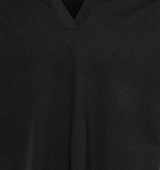 Image 2 of 2 - BLACK - FEAR OF GOD Milano V-neck Tee featuring stretch jersey, V-neck tee, relaxed proportions and Fear of God leather label is stitched at the back collar. 69% viscose, 29% nylon, 6% elastane. 