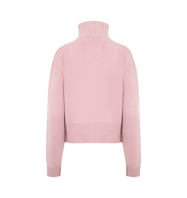 Image 2 of 2 - PINK - EXTREME CASHMERE Xtra Fab Cardigan featuring a two-way zipper, slit pockets, cropped bomber silhouette and high neck. 100% cashmere. 