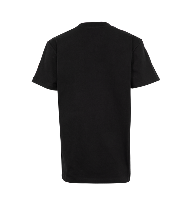 Image 2 of 3 - BLACK - Moncler Logo Debossed T-Shirt has a crew neck, a debossed brand logo at the front, and short sleeves.  