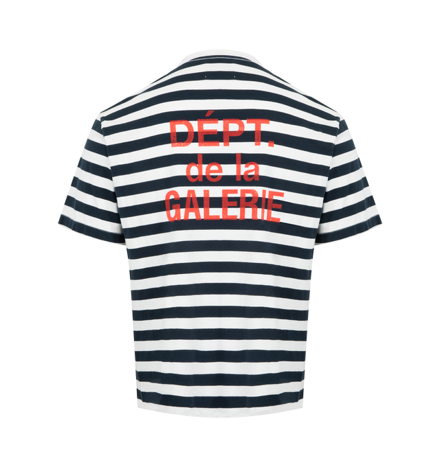 Image 2 of 2 - NAVY - GALLERY DEPT. French Tee featuring short sleeve tee, relaxed fit, shrunken FRENCH logotype on the front and enlarged logotype on the back and all-over camo print. 100% cotton. Made in USA. 
