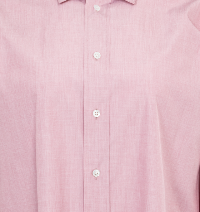 Image 3 of 3 - PINK - THE ROW Miller Shirt featuring relaxed fit, button-up front, yarn-dyed cotton poplin, exposed front placket and mother-of-pearl buttons. 100% cotton. Made in Italy. 