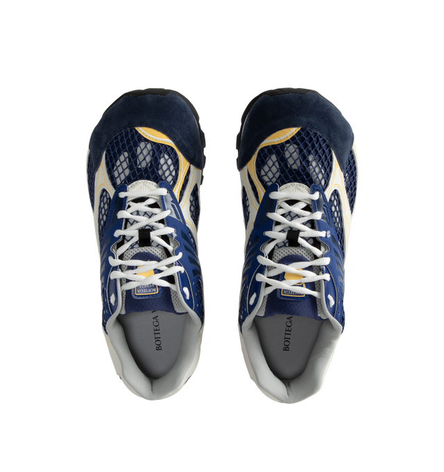 Image 5 of 5 - BLUE - BOTTEGA VENETA Sneakers featuring mechanical textile upper, rubber sole, lace-up front, padded collar and tongue with Bottega Venneta logo detail at tongue. Made in Italy. 