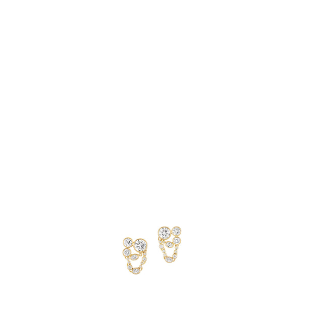 Image 1 of 1 - GOLD - Uniform Object Metal Web Earrings featuring 4 g of 18K yellow gold with 1.95 TCW round and oval-cut diamonds. Handcrafted in New York City. Hirshleifers offers a range of pieces from this collection in-store. For personal consultation and detailed information about jewelry, please contact our dedicated stylist team at personalshopping@hirshleifers.com. 