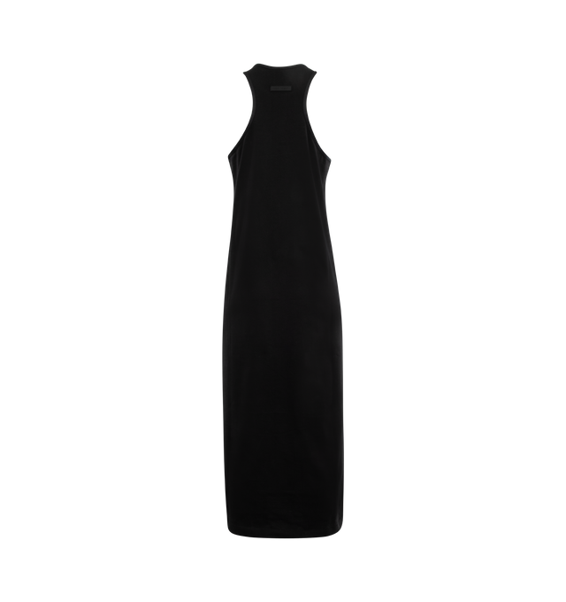 Image 2 of 3 - BLACK - FEAR OF GOD ESSENTIALS Tanktop Dress featuring round neck, relaxed fit, dropped armholes, hits below the knee in length, rubberized Essentials Fear of God black bar on the center front and at the back collar. 100% cotton.  