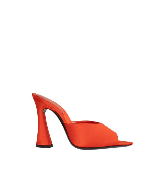 ORANGE - SAINT LAURENT Suite Mules in satin crepe with an almond peep toe, leather sole  and satin-covered flared 10.5cm heel. 100% polyester fabric. Made in Italy.