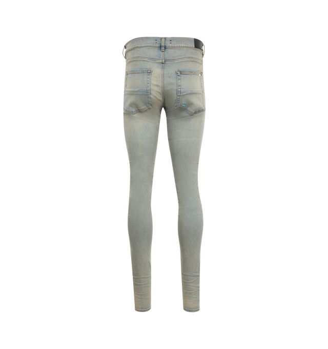 Image 2 of 3 - BLUE - AMIRI Stack Jeans are a 5-pocket style with a button fly. Cotton and elastane. Made in USA. 