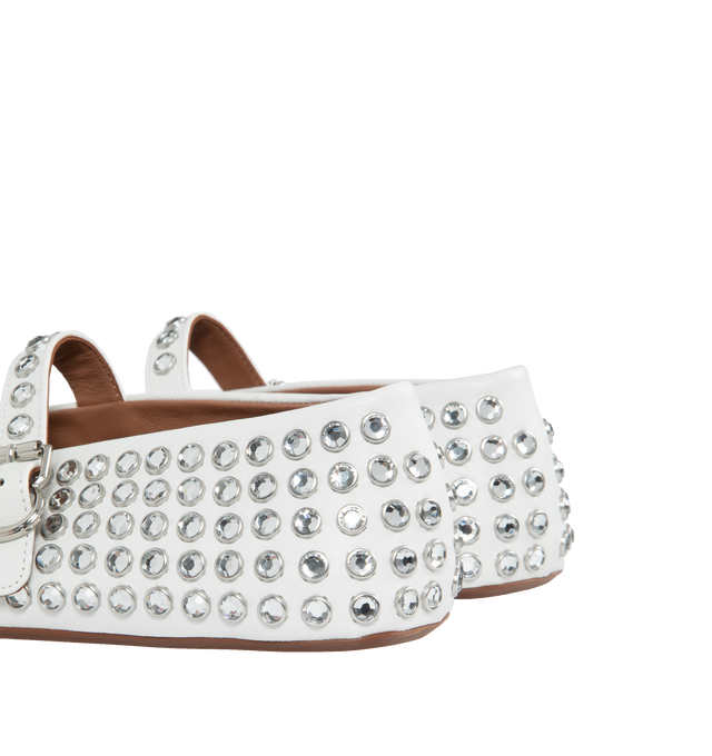 WHITE - AZZEDINE ALAIA Ballet flats with strap, inspired by classical japanese shoes.Made in Italy. 100% strass lambskin exterior with rubber sole. 
