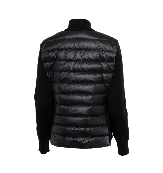 Image 2 of 3 - BLACK - MONCLER Padded Cardigan featuring nylon lger brillant lining, down-filled, plain knit, Gauge 14 and zipper closure. 100% polyamide/nylon. 100% virgin wool. Padding: 90% down, 10% feather. 