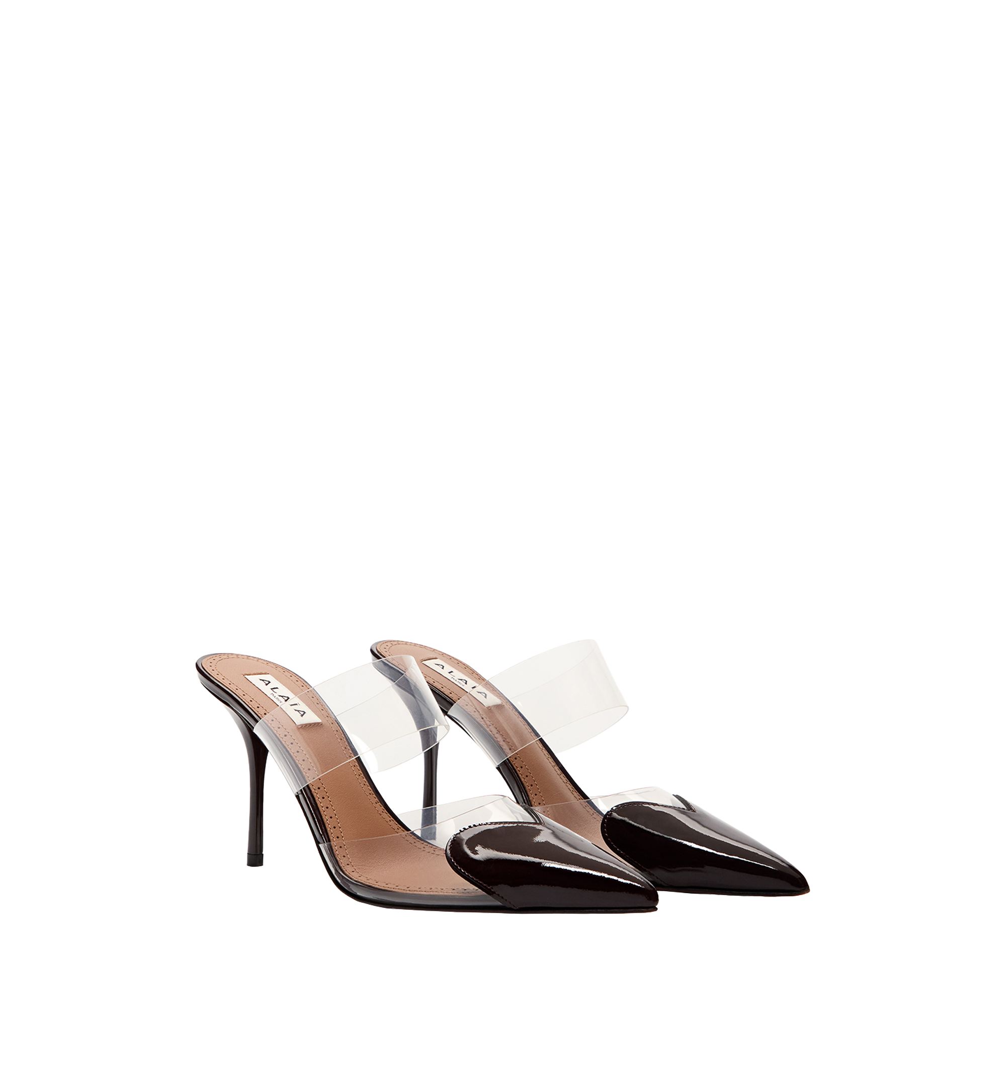 HEART MULES PATENT CALFSKIN
